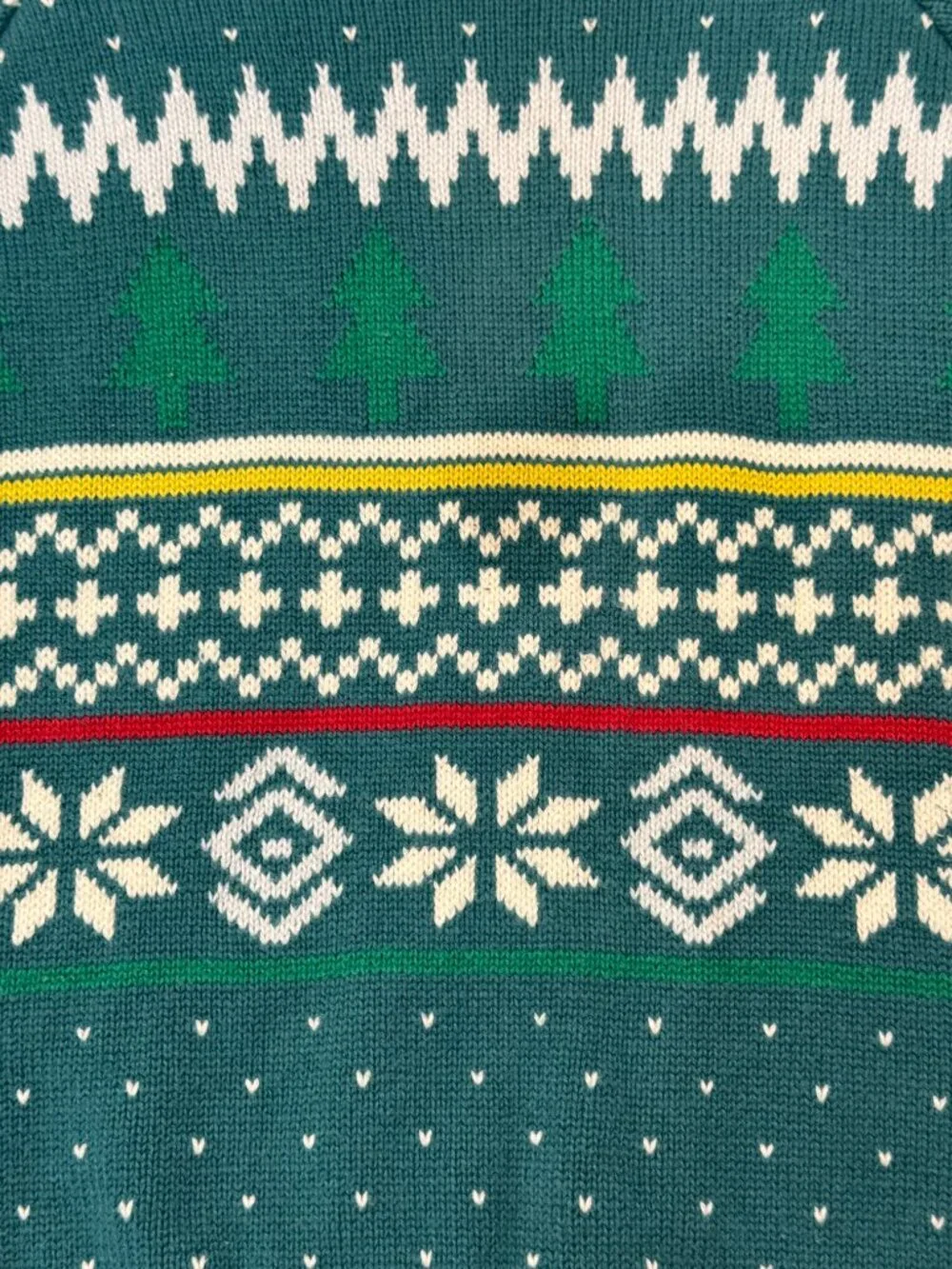 Hanna Andersson green Ugly Christmas Sweater boys 5T snowflakes trees winter